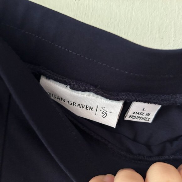 Susan Graver Slinky Knit Skort Womens Large Navy Pull On Elastic Waist - Picture 3 of 5